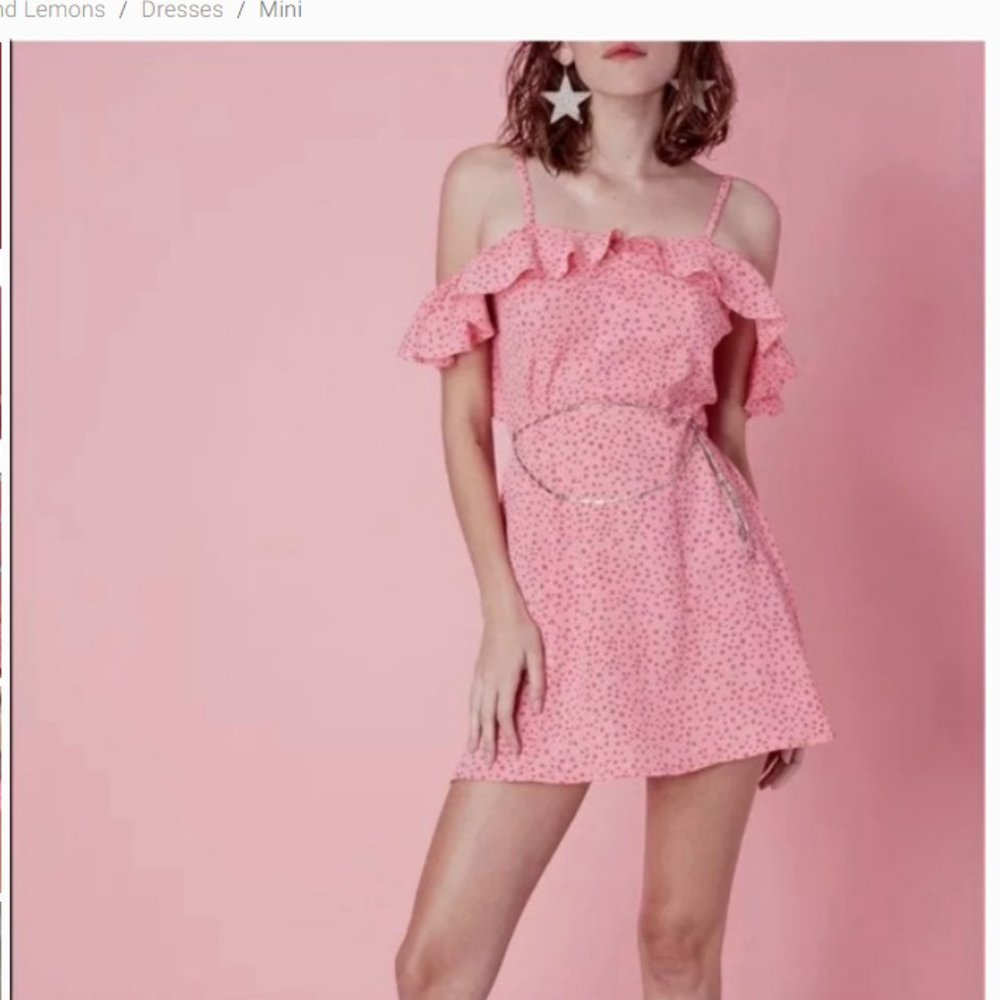 For love & Lemons pink star tie mini dress